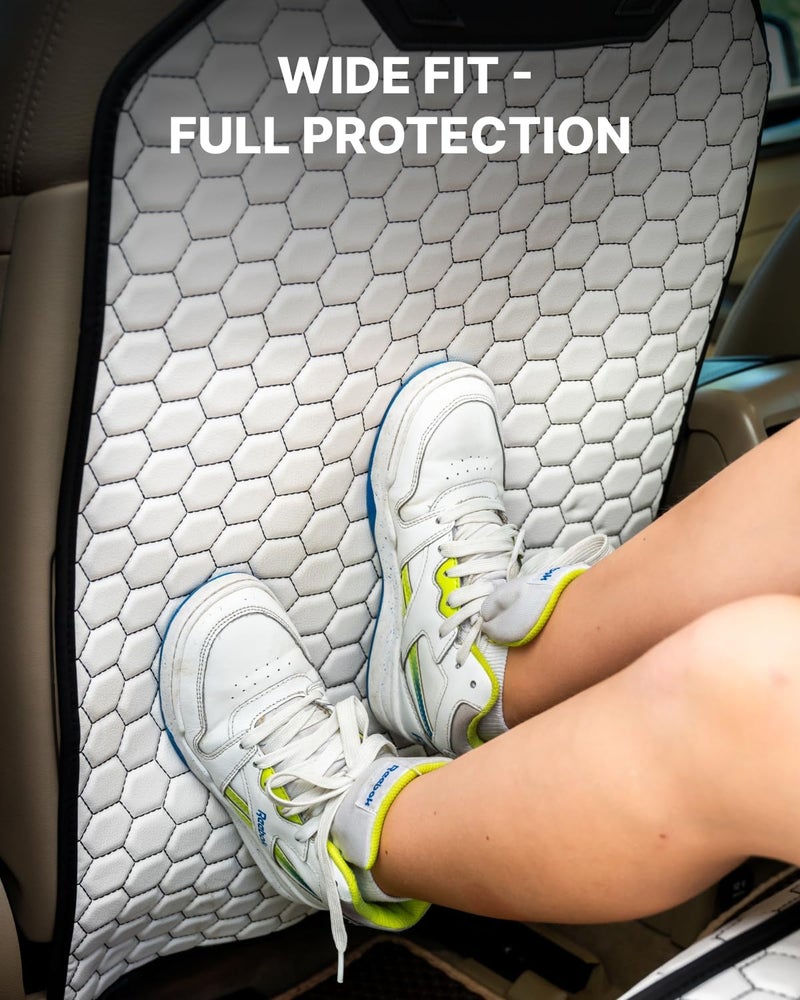 Owleys Kick Mat Back Seat Protector - Car Back Seat Cover for Kids Feet - Waterproof & Sturdy Protector for Upholstery from Dirt, Mud, Scratches and Stain (White) - Image 4